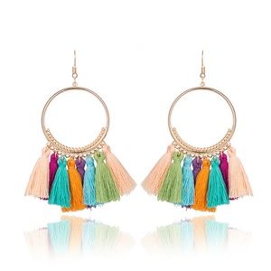 Boho Gypsy Multicolor Tassel Earrings